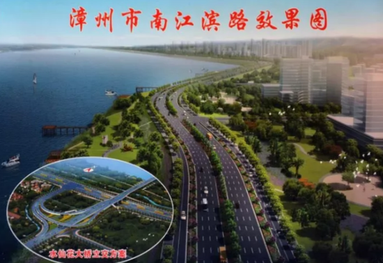 △南江滨路整幅宽度是70米,双向八车道,集道路水利及绿化于一体,建成之后将贯通东西,连接南北。