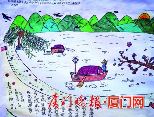 ▲大同中学校本课程“诗书画”考试,学生在考卷上赋诗作画。