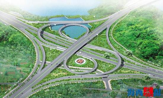 滨海东大道主要建设项目———琼头立交效果图。